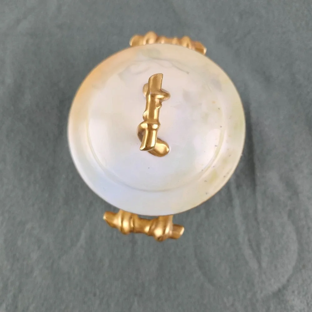 Antique GDA France Limoges Condensed Milk Container W/ Lid  Gold Scroll‎ Grapes